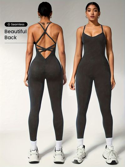 Cross-Back Yoga Jumpsuit